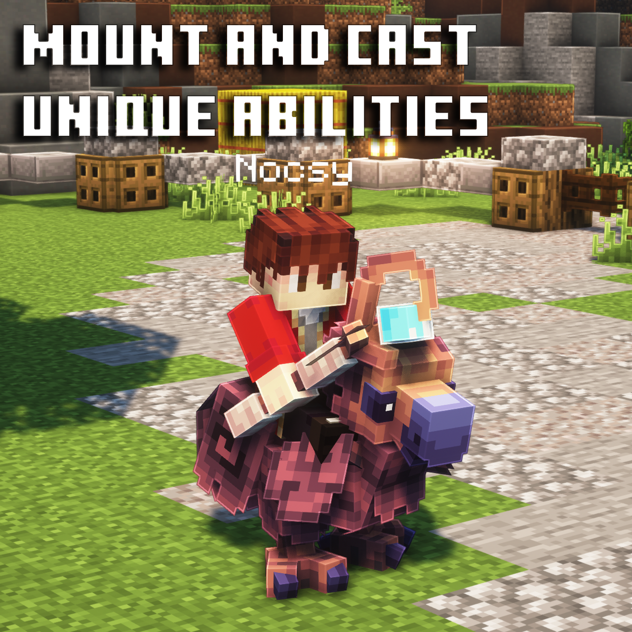Player on a mount holding a signal stick