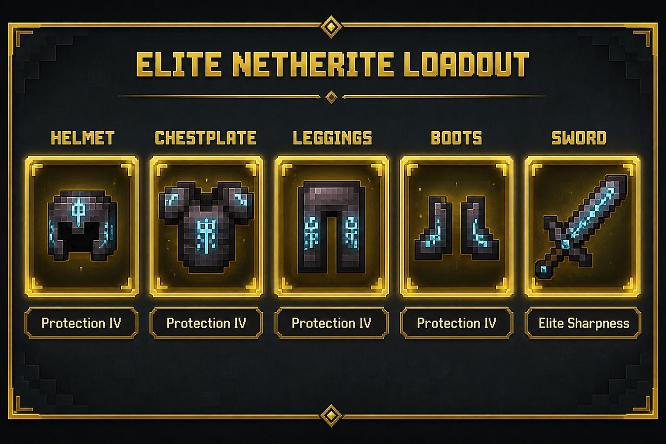 Five Elite Gear Slots: Helmet, Chestplate, Leggings, Boots, and Sword